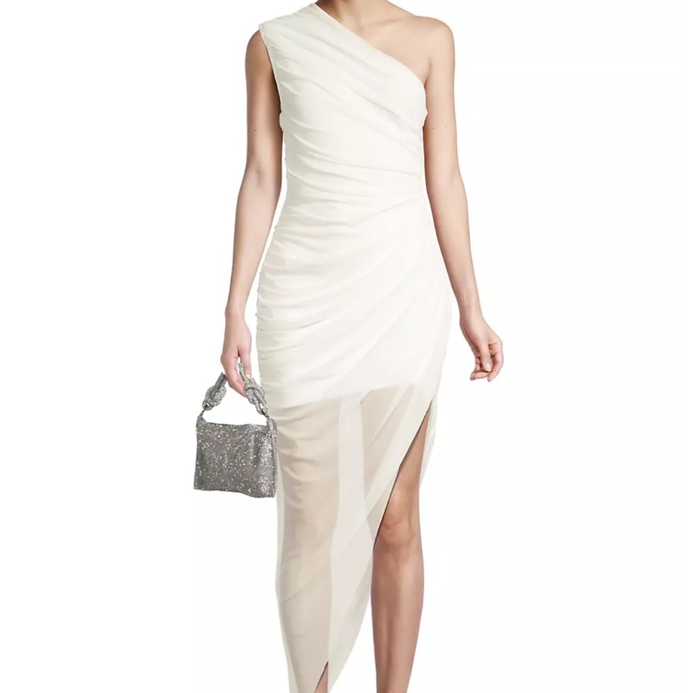 ELLIAT - Genie Asymmetric Ruched Dress in Ivory